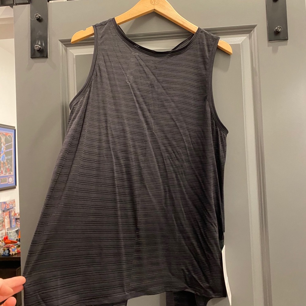 Lululemon NWT Sheer Open Back Striped Top